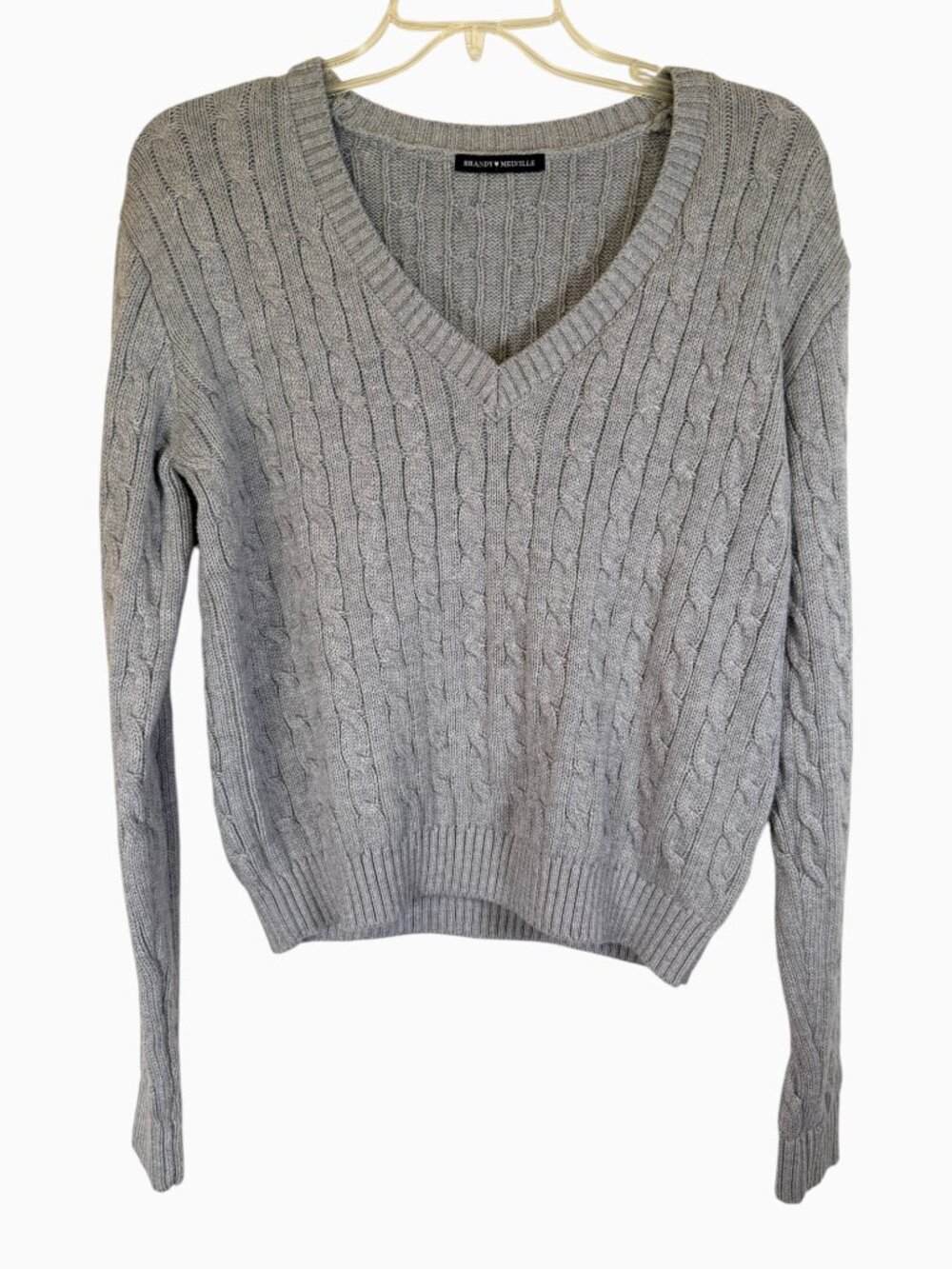 Brandy Melville Cable Knit V Neck Sweater Womens One Size